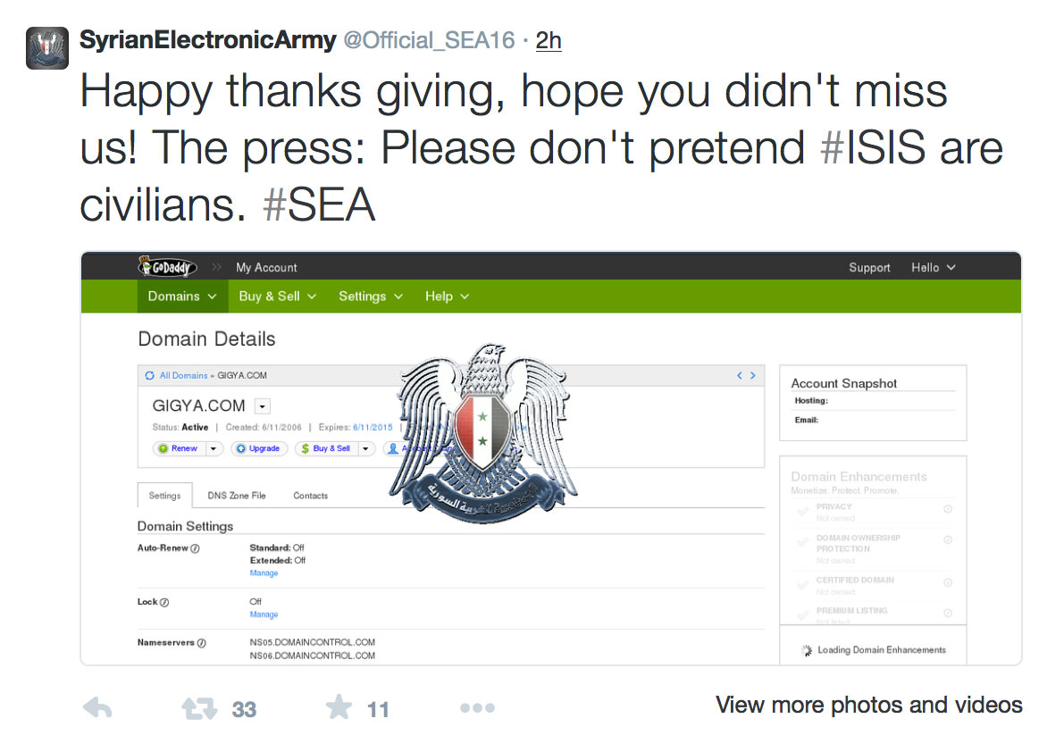 The Syrian Electronic Army claimed credit for an attack that affected several news sites.