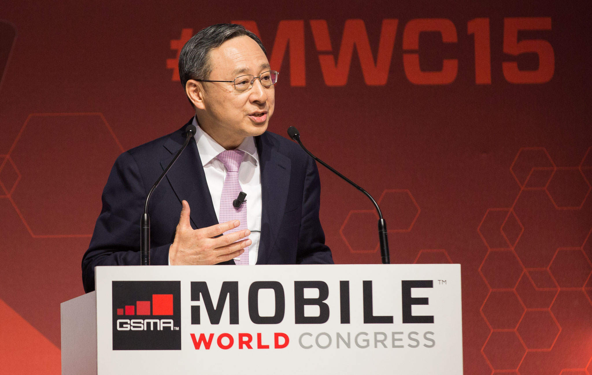 Korea Telecom CEO Chang-Gyu Hwang speaks at Mobile World Congress 2015.