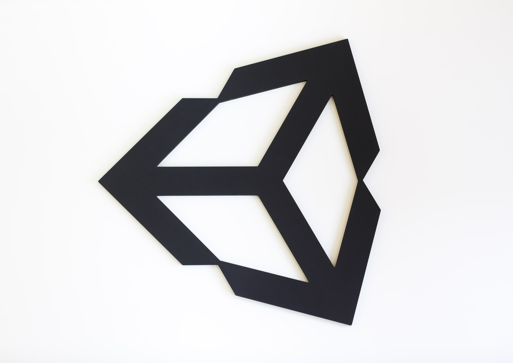Unity's logo appears as giant wall art at the company's San Francisco office.