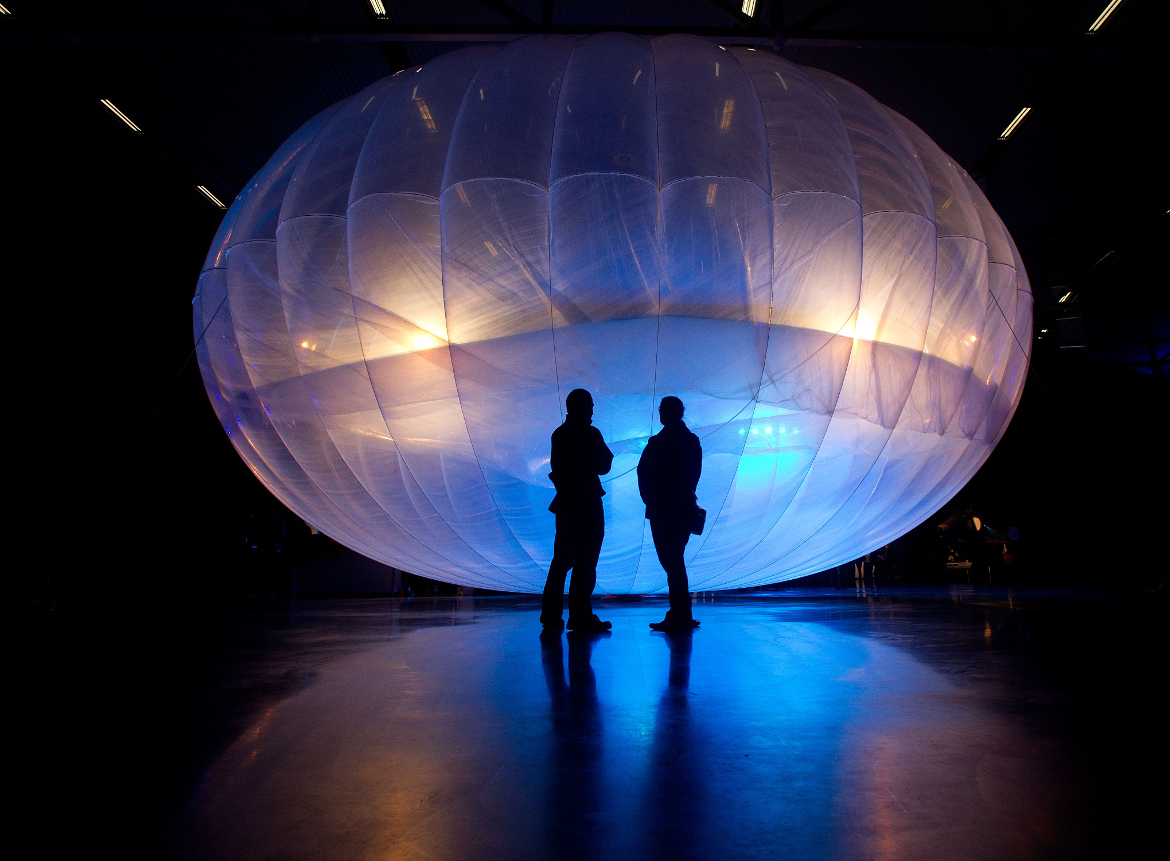 A Project Loon balloon on display in New Zealand in 2013.