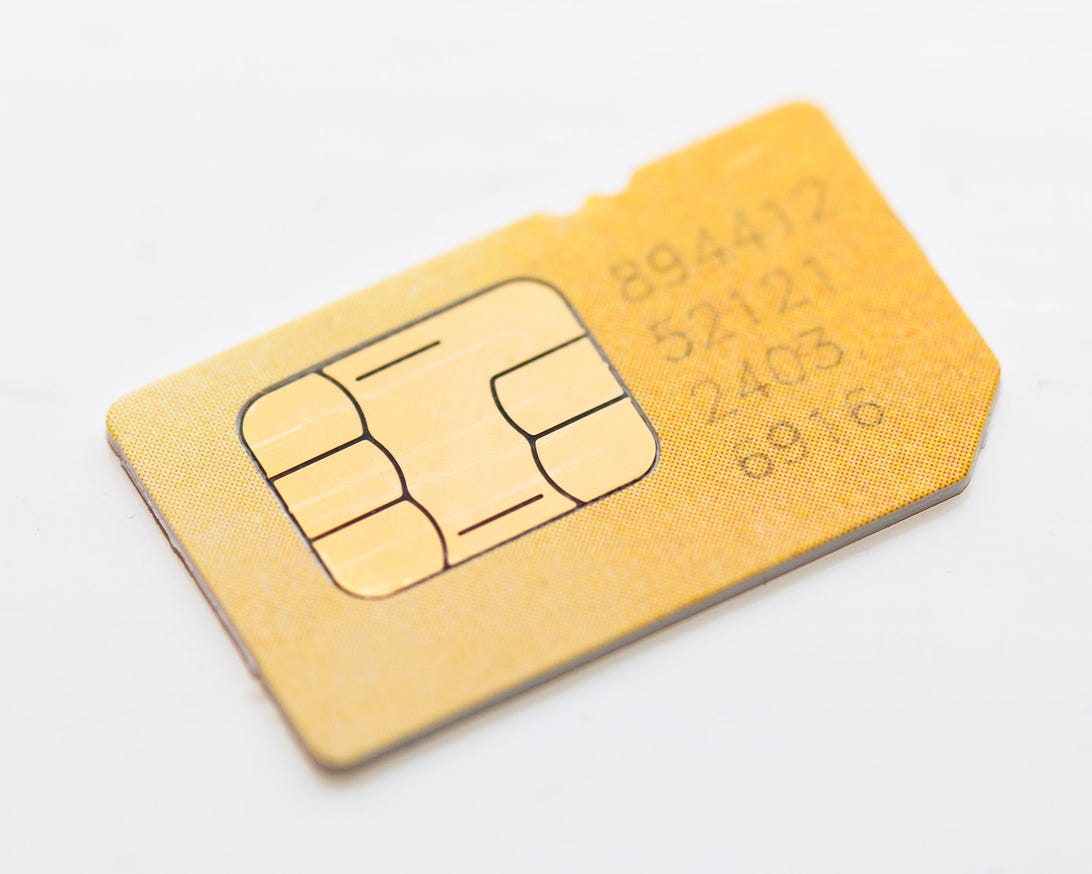 SIM cards are small slivers of plastic with an embedded chip involved in smartphone authentication, identification and encryption of voice and data transmissions.