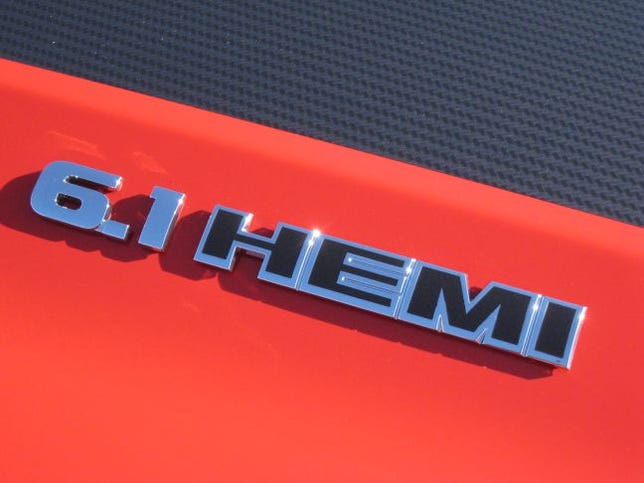 Dodge Challenger SRT8's 6.1 liter HEMI badge