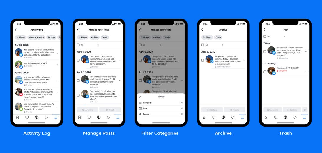 Facebook feature lets you archive or trash old, embarassing posts