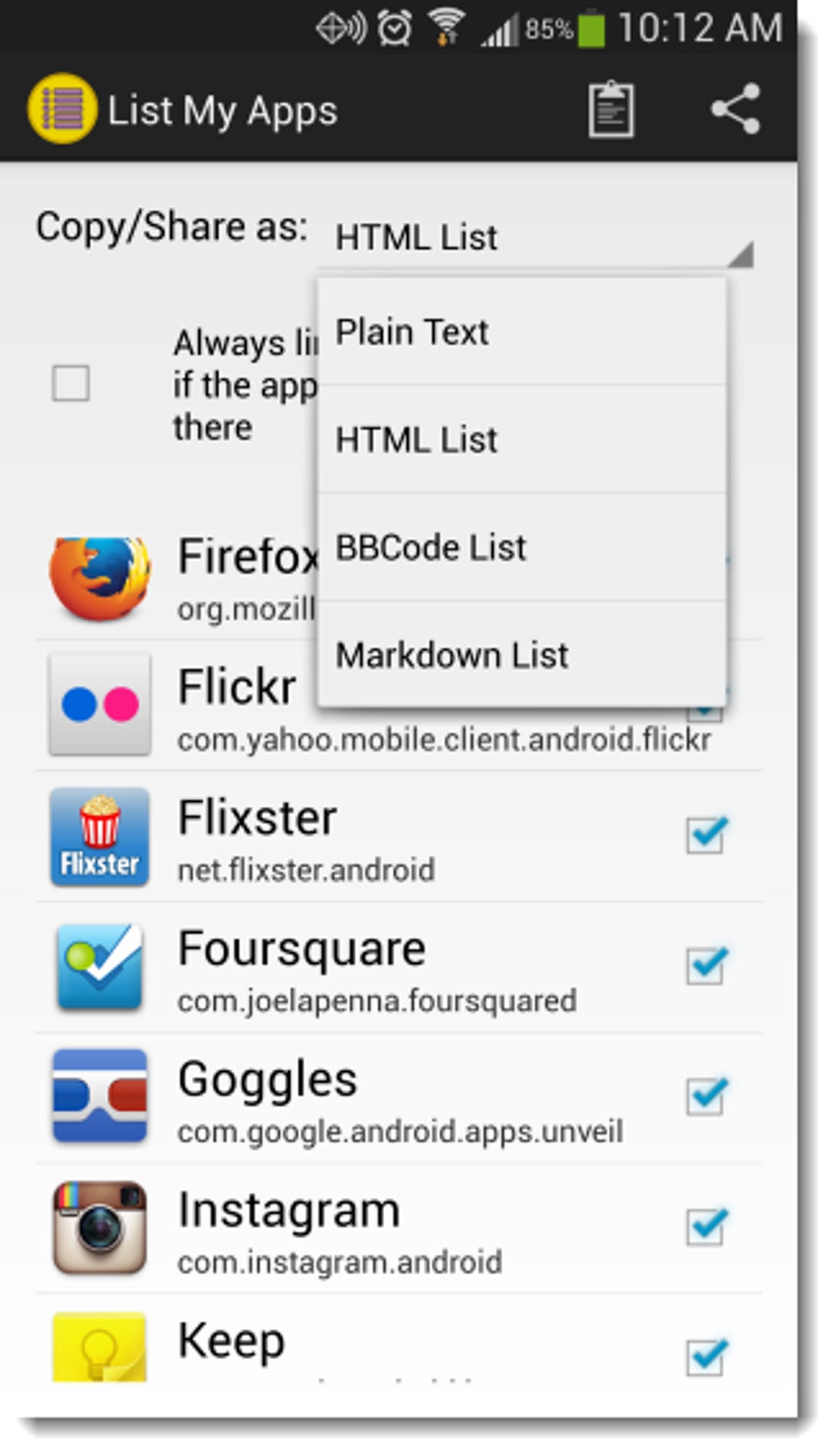 List My Apps for Android