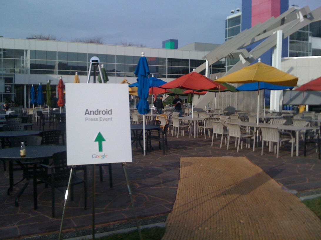 Outside the Google press event Tuesday morning.