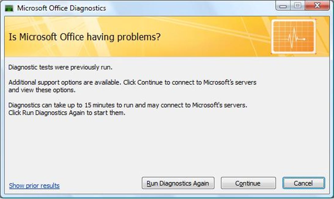 The Microsoft Office Diagnostics utility