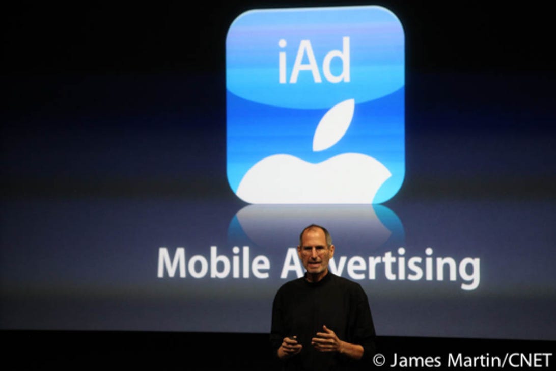 Apple co-founder Steve Jobs unveiling iAd in 2010.