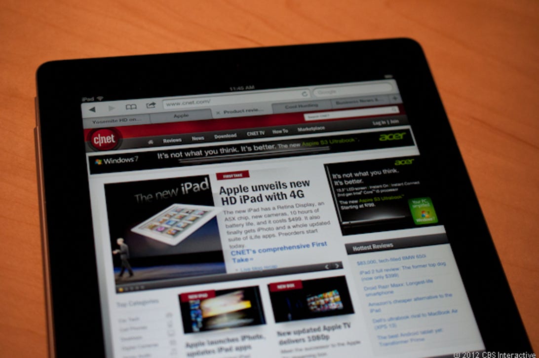 Checking out CNET's site on the new iPad.