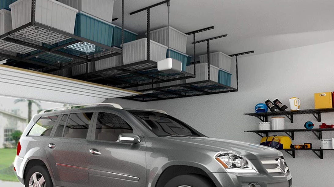 Last chance to save  organizing your garage with a Fleximount overhead storage rack