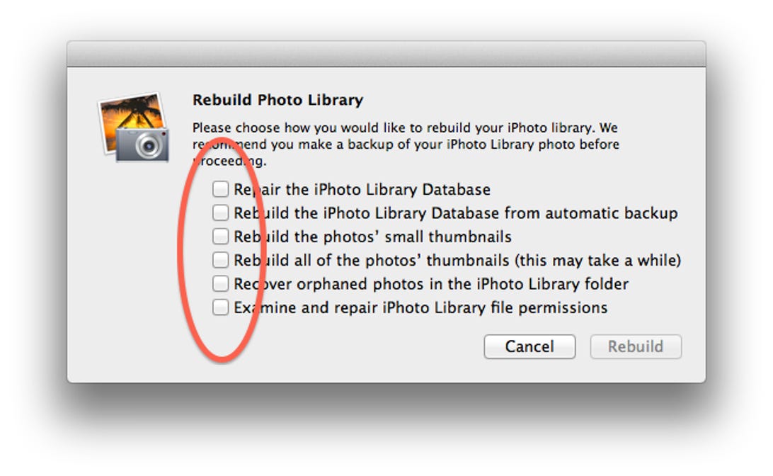 iPhoto library repair
