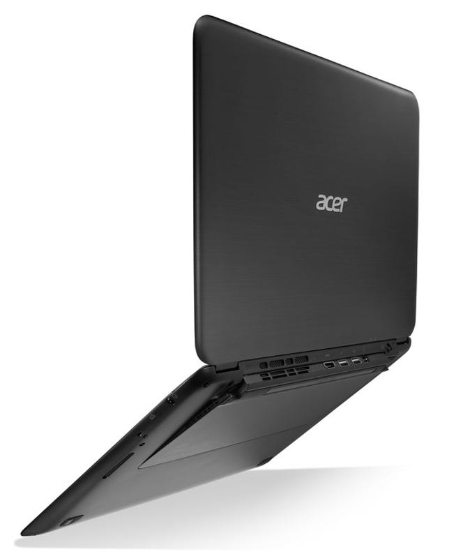 The Acer Aspire S5's "magic flip" feature opens up ports otherwise hidden from view: one HDMI, two USB, and one Thunderbolt.