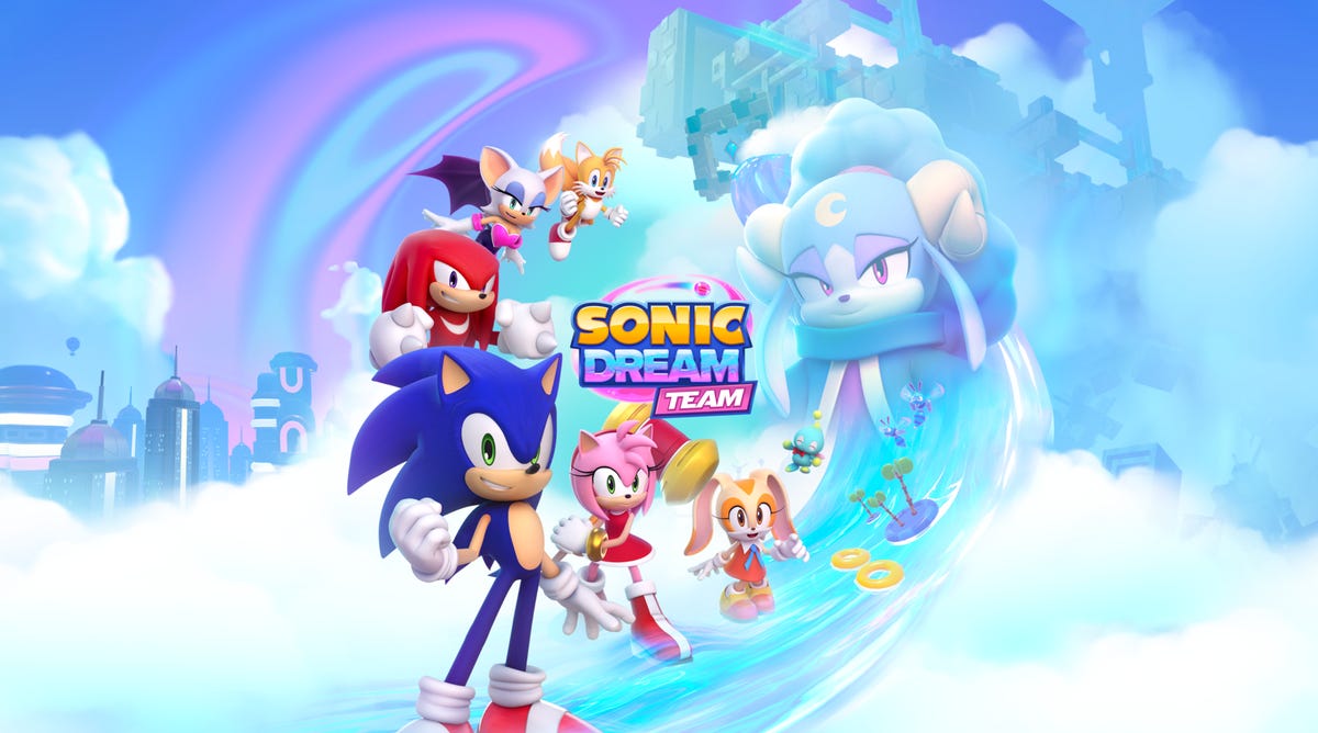 Sonic Dream Team logo showing Sonic the Hedgehog, Tails, Knuckles, Amy Rose, Cream and Rouge