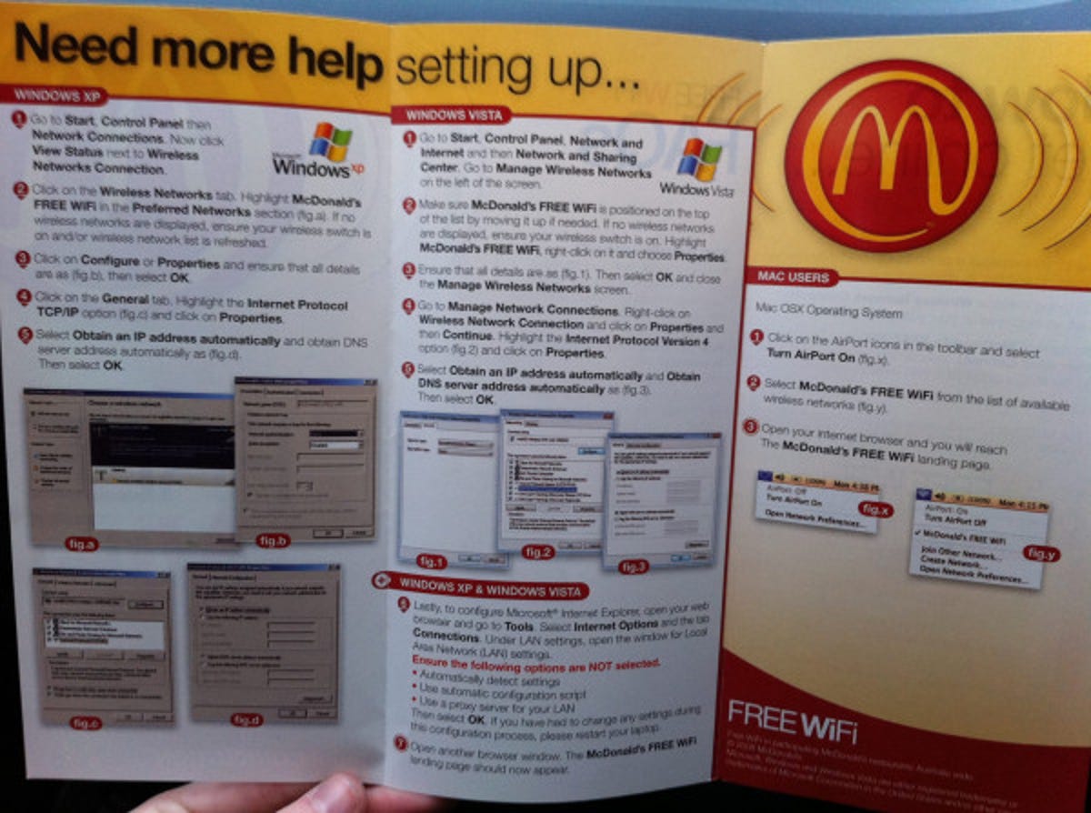 McDonald's step-by-step guide for customers who 'need more help' to make a Wi-Fi connection makes a graphic statement about Windows vs. Mac.