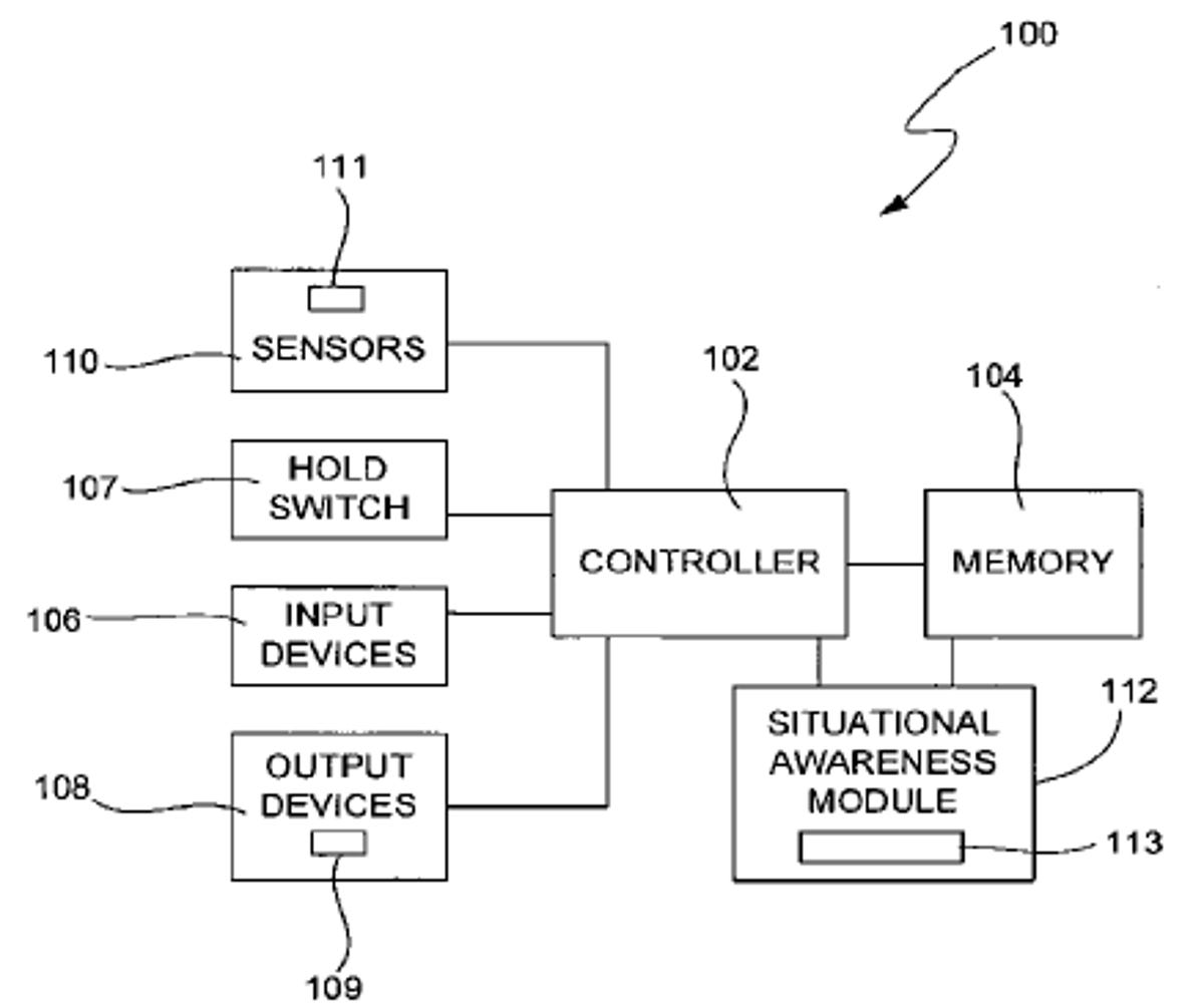 The patent shows how a situationally-aware device would work.