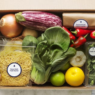 Blue Apron ingredients on table
