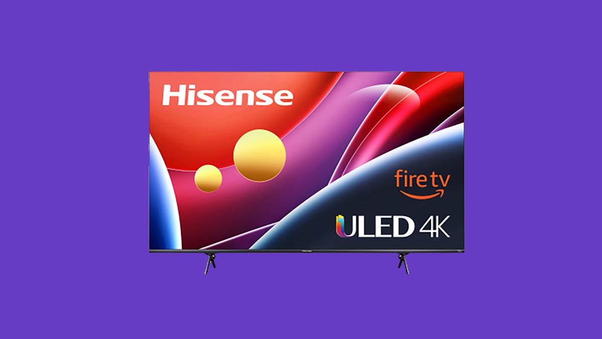 A Hisense 4K Fire TV on a purple background