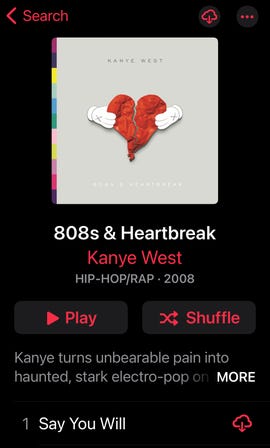 Kanye West 808s & Heartbreak on Apple Music
