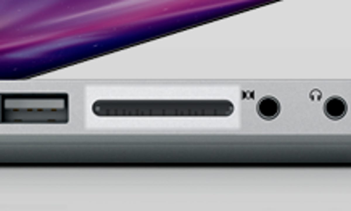 The SD card slot on the latest MacBook Pro, where it's been since mid-2009.