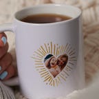 coffee mug with image of women and daughter