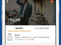 An image of the updated StubHub app, which will include new artist pages.