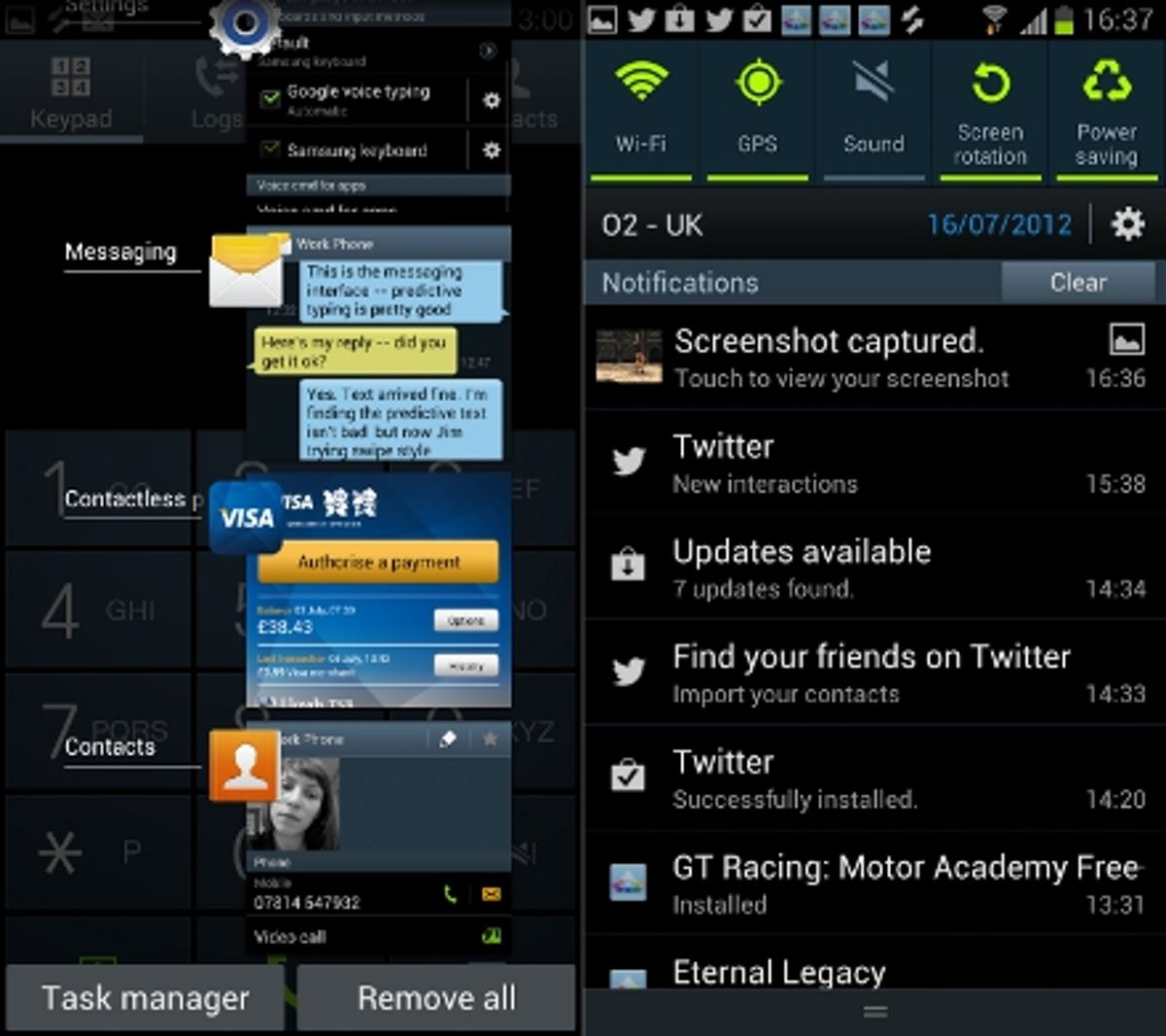 Samsung Galaxy S3 Recent Apps Notifications