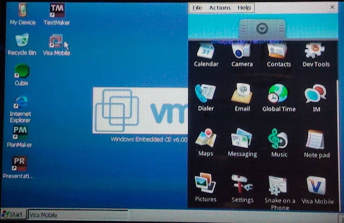 VMware showed Google's Android system running on a Windows CE mobile phone through VMware virtualization software.