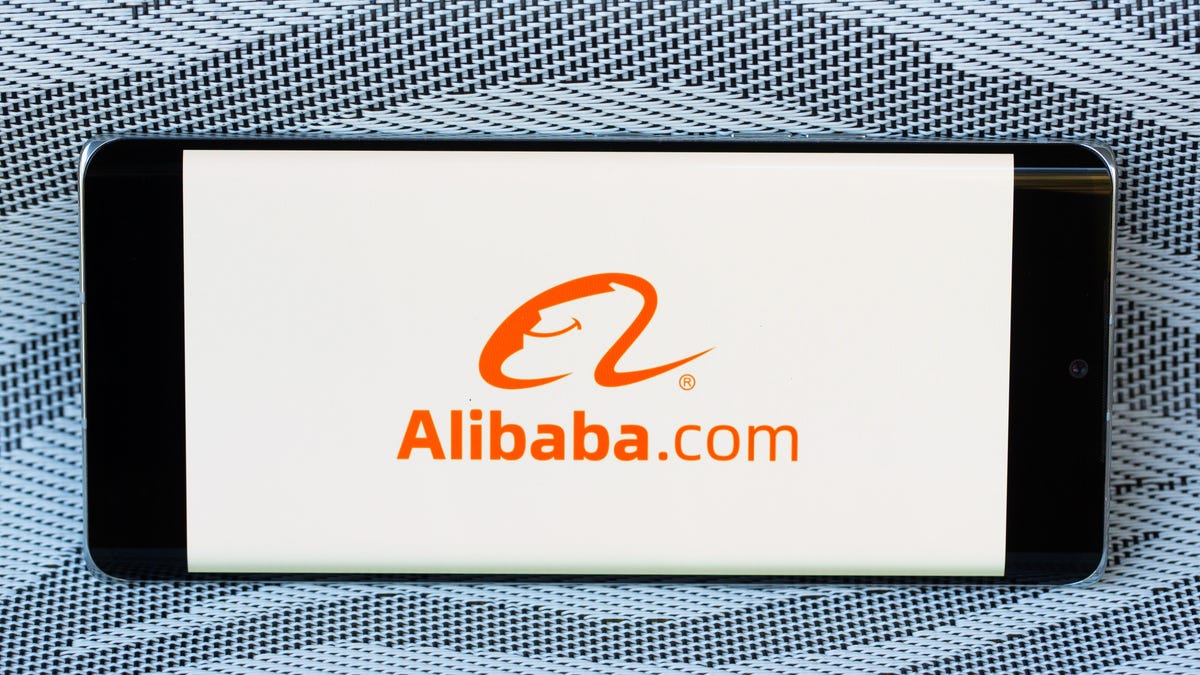 Alibaba logo shown on a smartphone