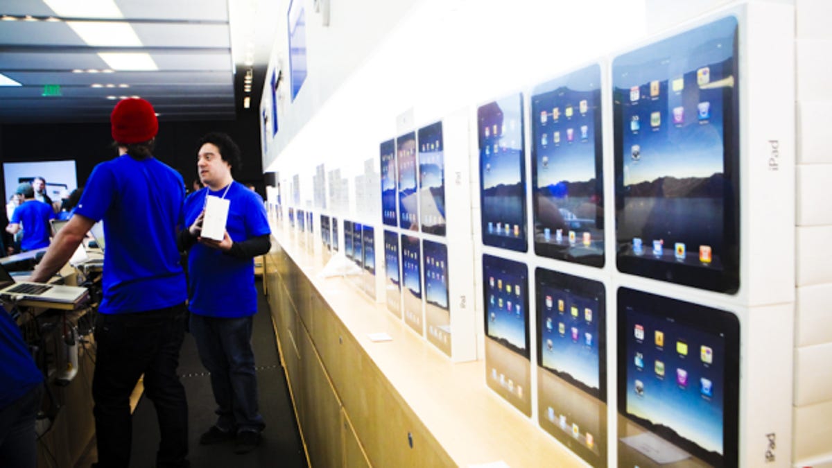 First-generation iPads lined up to go on sale in 2010.