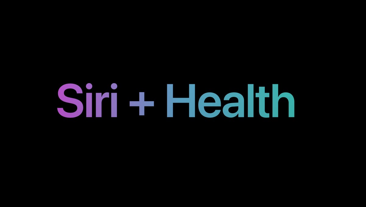 Una captura de pantalla que muestra Siri + Health del evento de Apple de septiembre de 2023.