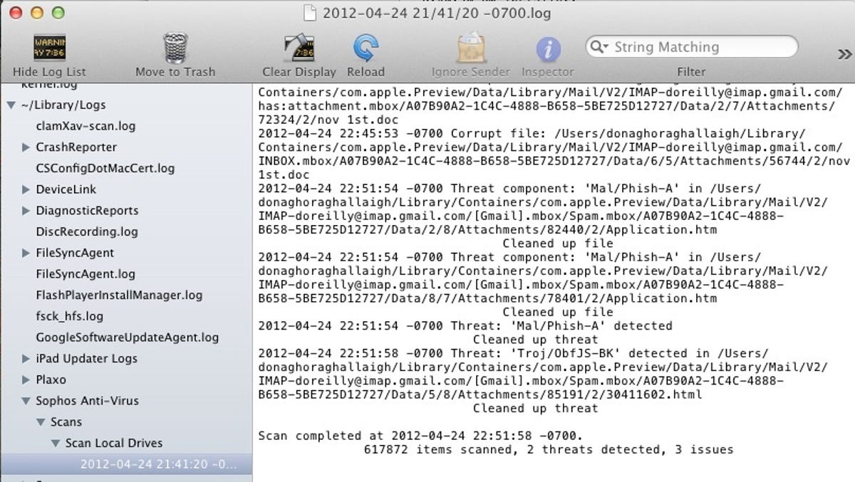 Sophos Anti-Virus for the Mac Preferences dialog