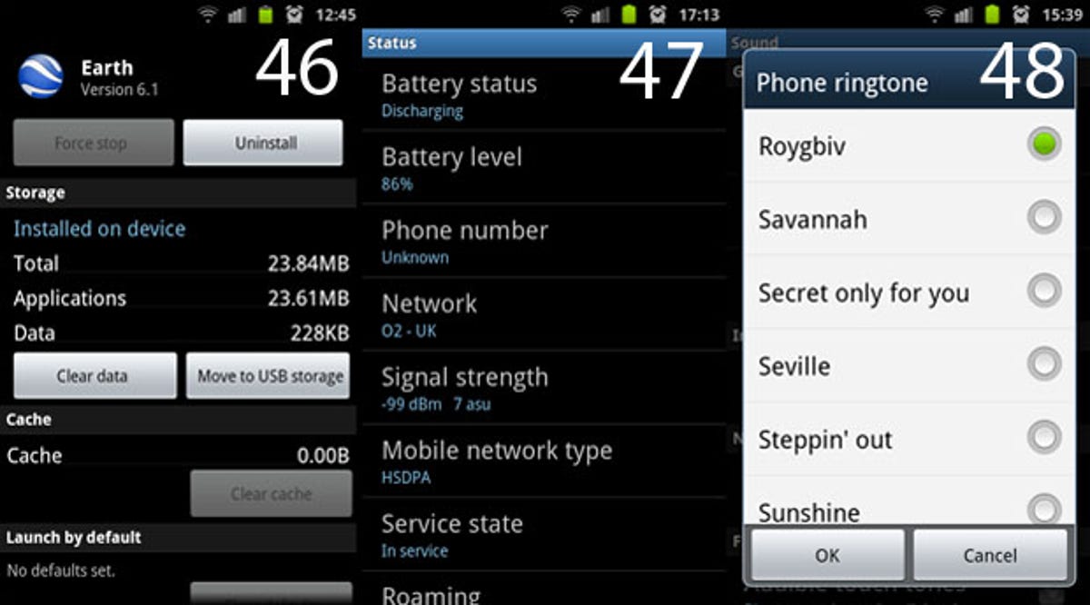 Android Manage applications, phone status, music file as ringtone
