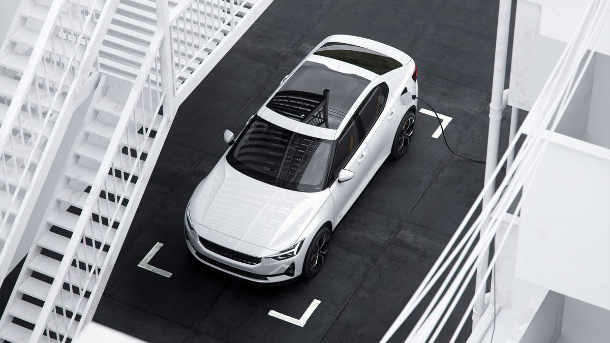 Polestar 2, shown charging from above