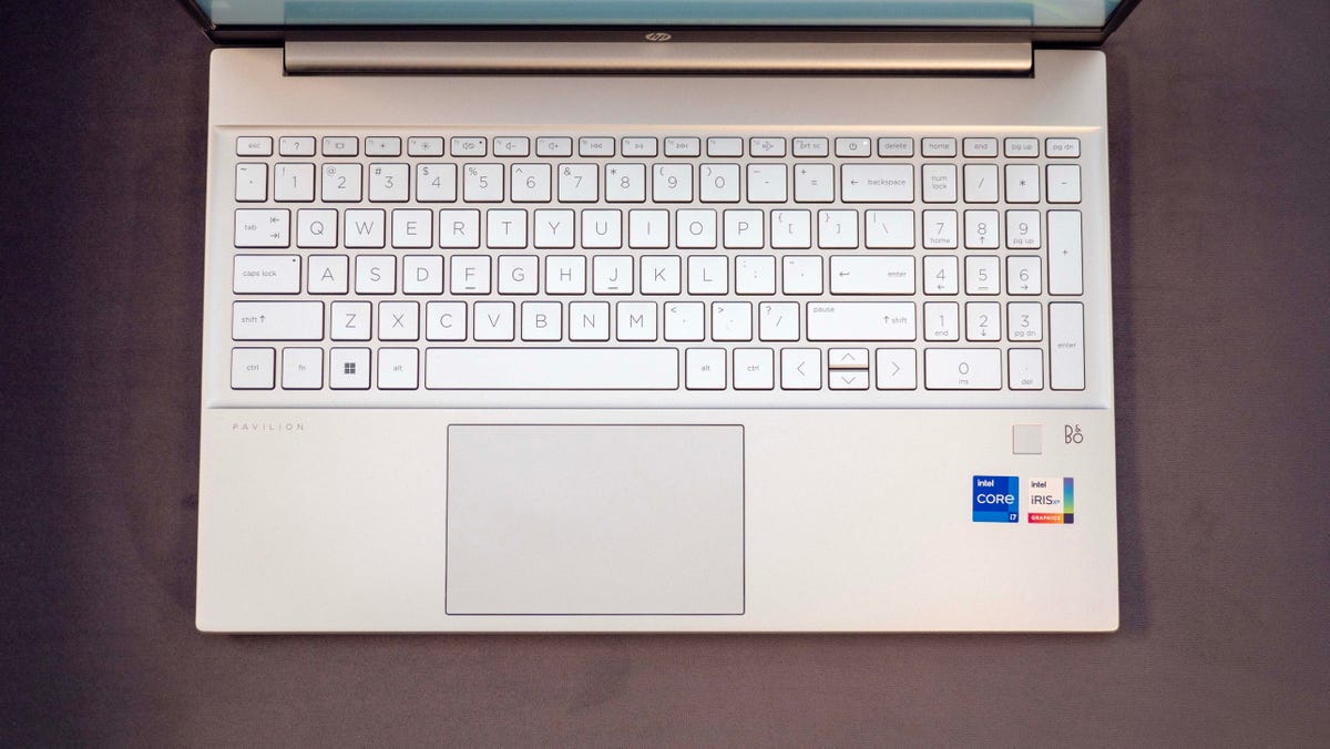 A top down view of the HP Pavilion 15's keyboard.