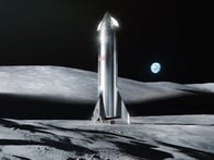 <p>A rendering of SpaceX's Starship on the moon.</p>