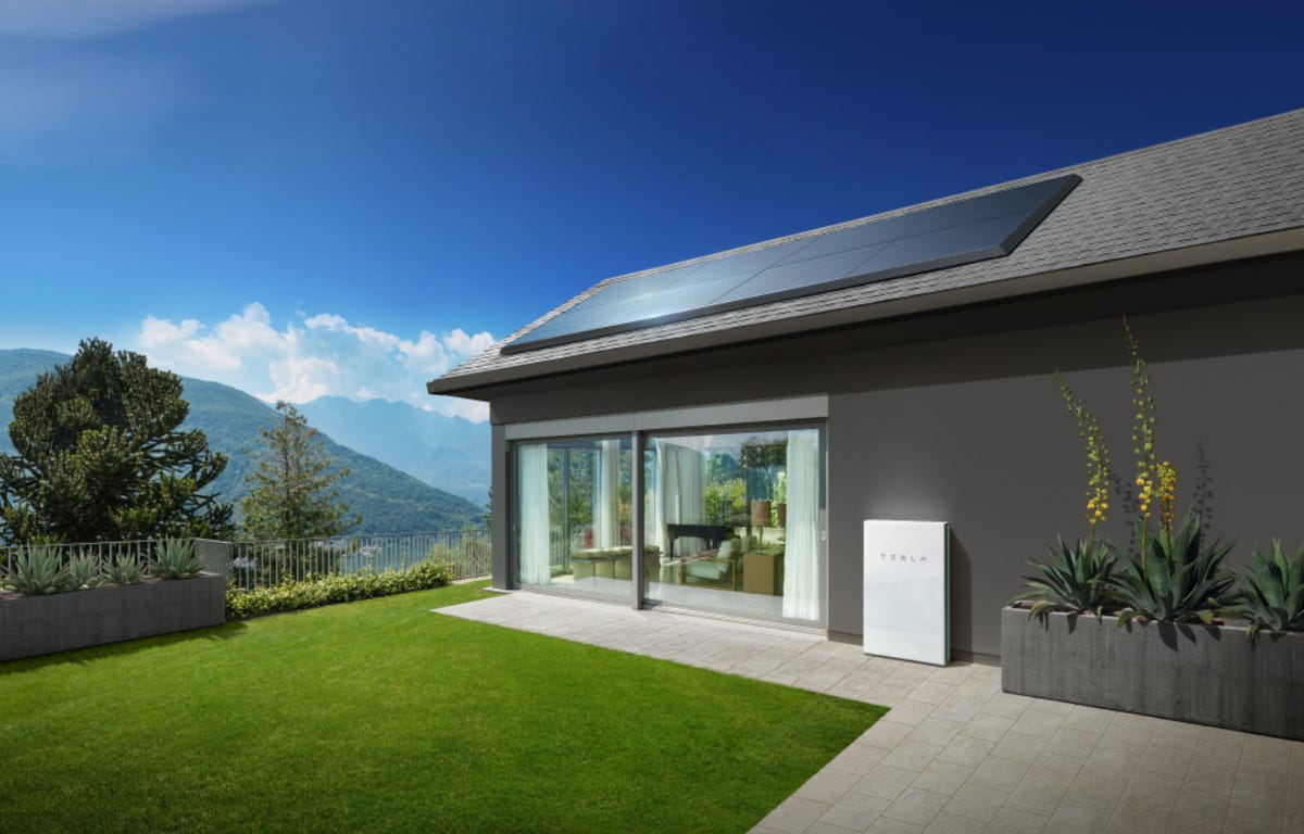 Tesla solar panels on a house.