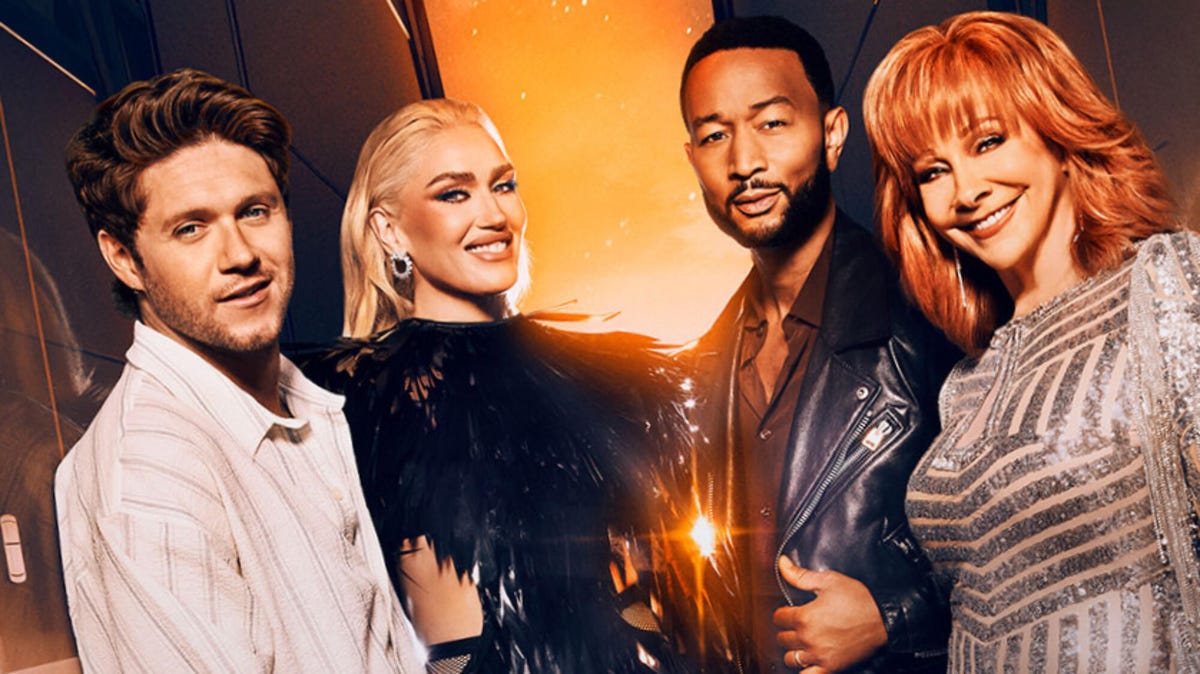 Composite image of The Voice mentors for Season 24 (From left to right: Niall Horan, Gwen Stefani, John Legend, Reba McEntire)