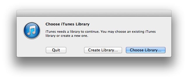 iTunes library chooser