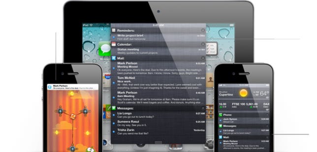 iOS 5 features working on the iPod Touch, the iPad and the iPhone.