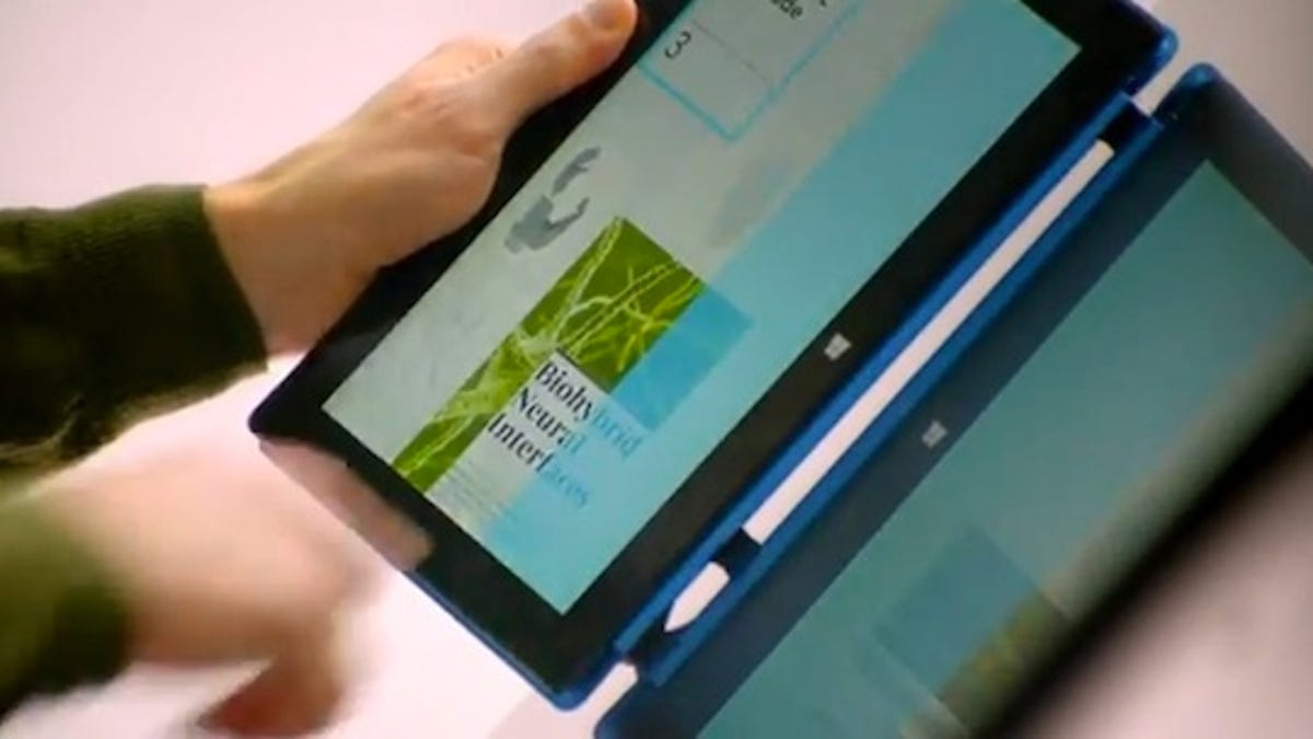 Microsoft's vision of a wall-spanning Surface will tap to  share data with tablets.
