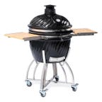 Victory 21 inch kamado with shelves on a white background