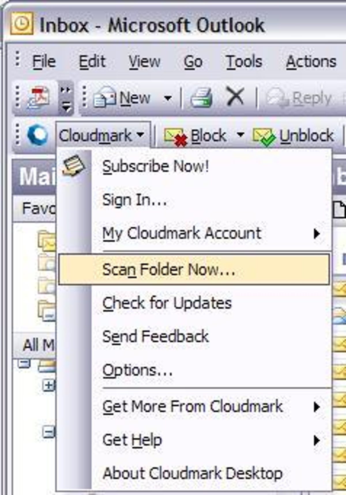 Cloudmark Desktop toolbar for Microsoft Outlook