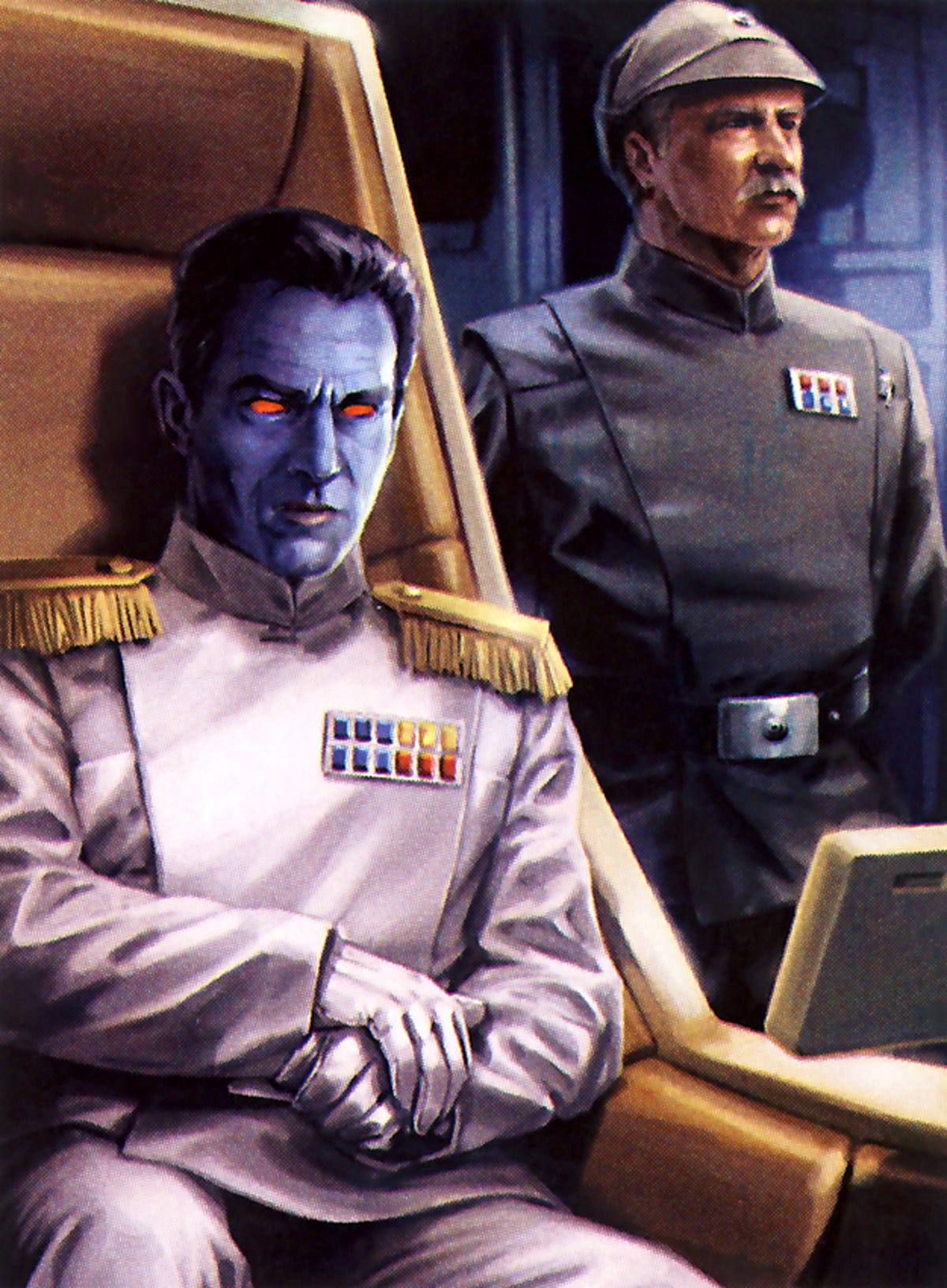 The blue-skinned Grand Admiral Thrawn is cunning, calculating, and would be a perfect role for Benedict Cumberbatch if a movie were ever to be made.