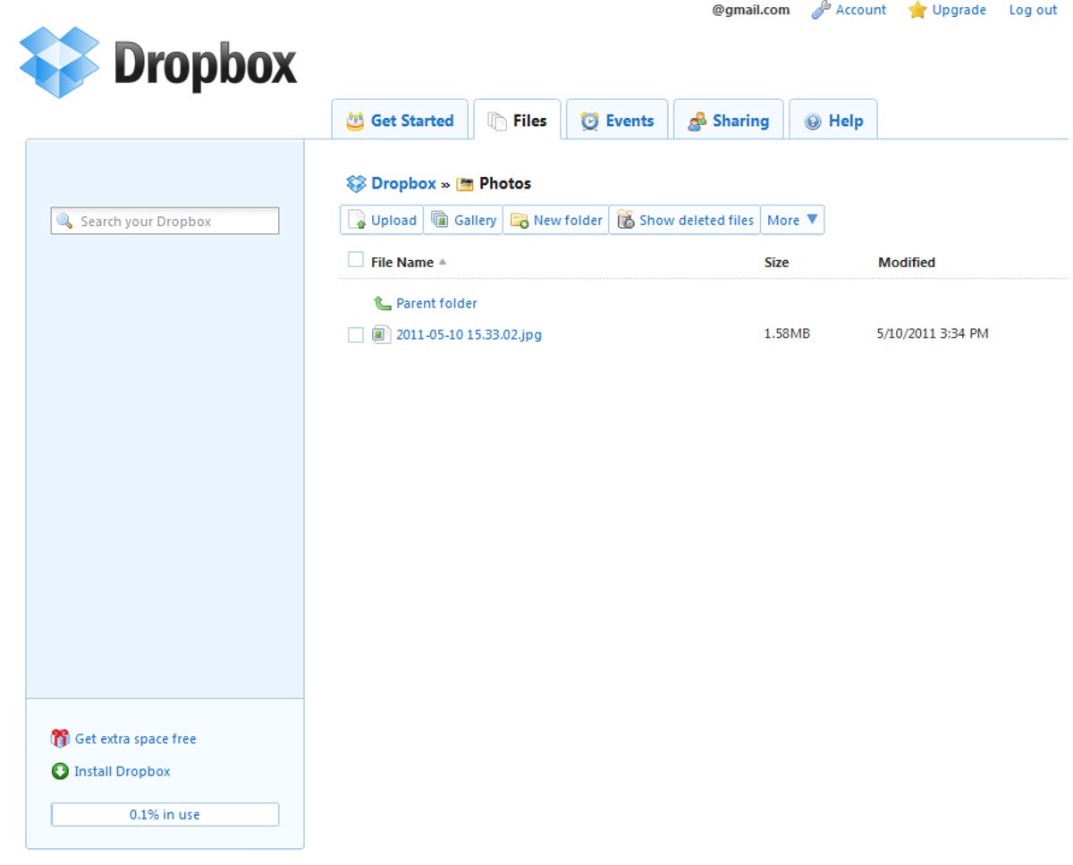 Dropbox: show deleted files