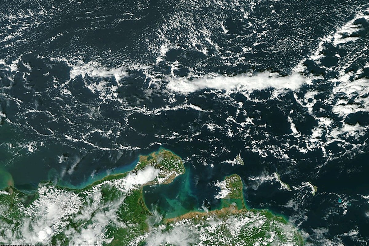 On the left is a peninsula of Colombia, and the point on the right is Venezuela jutting out into the Carribbean.