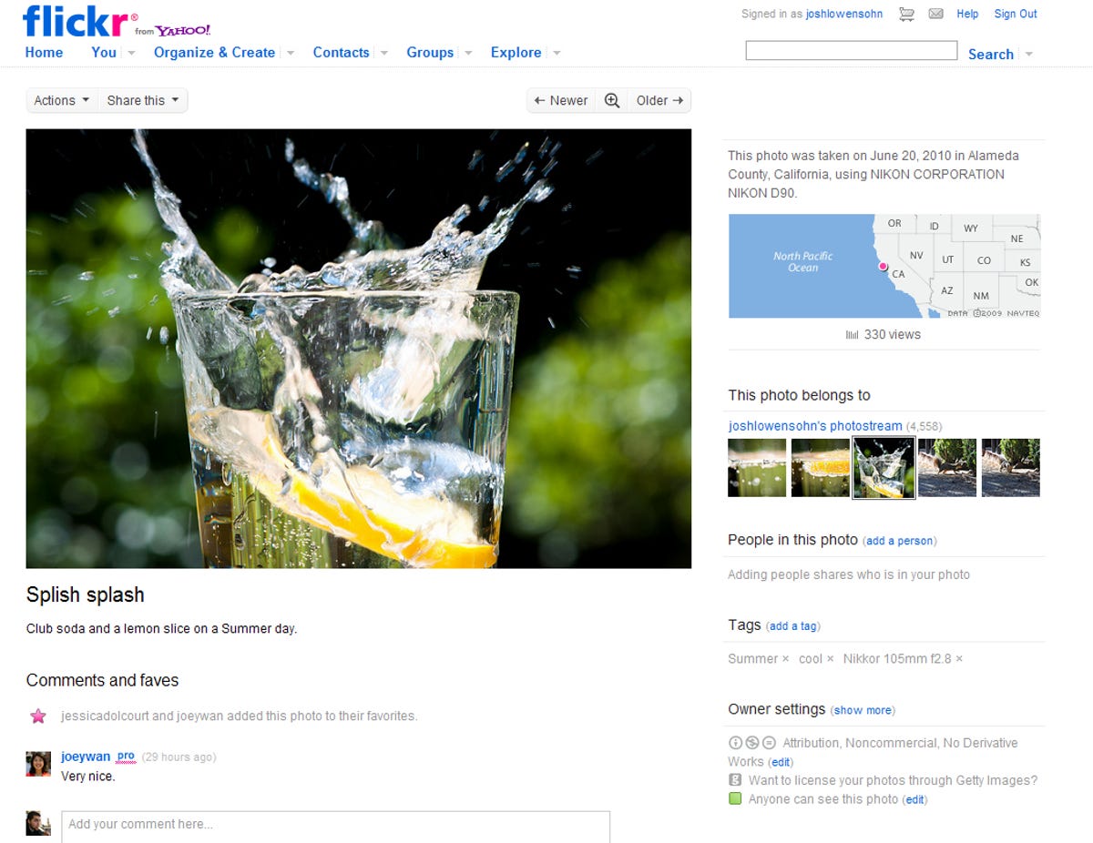 A shot of the new Flickr.