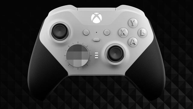 A white Elite Series 2 Core controller against a black background.