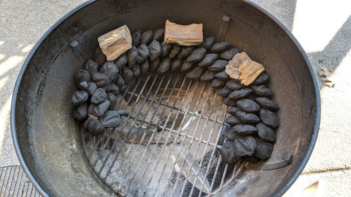 charcoal snake method on grill