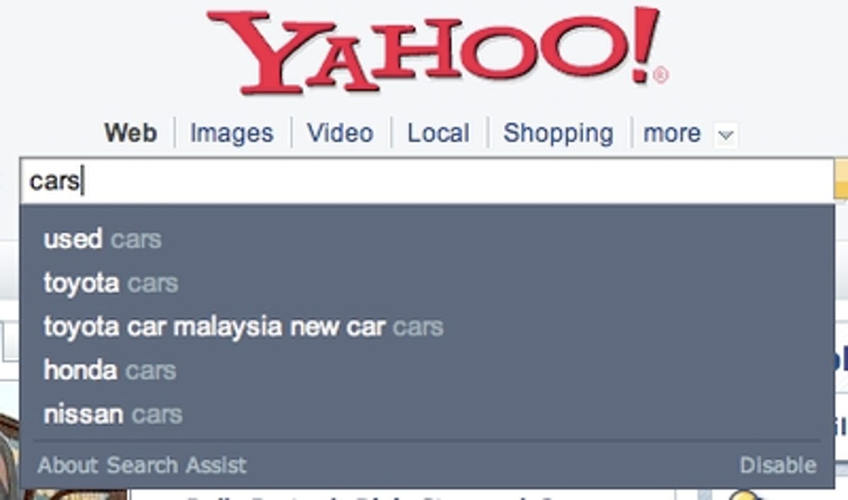 Yahoo Suggest in action