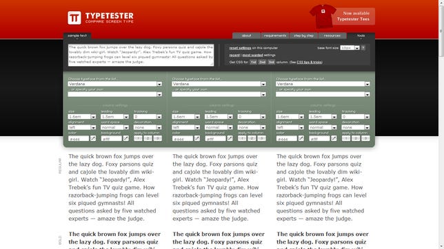 Step 3: Choose fonts and settings for comparison.