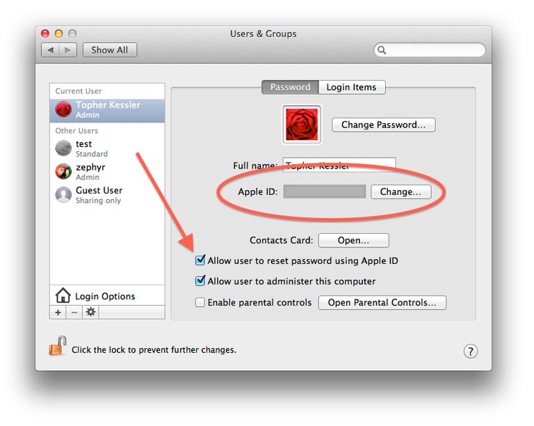 Apple ID account association in OS X